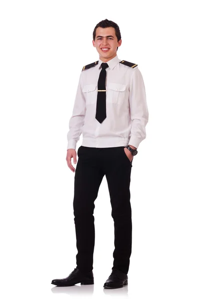 Mladý pilot izolovaný na bílém — Stock fotografie