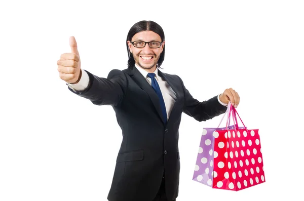 Man after good christmas shopping — Stock Photo, Image