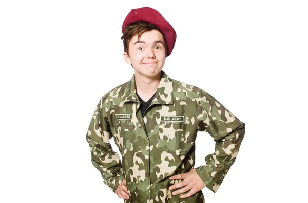 Funny soldier in military concept — Stock Photo, Image