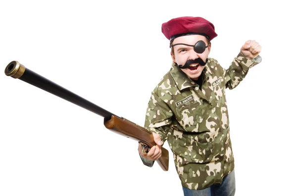 Lustiger Soldat im militärischen Konzept — Stockfoto