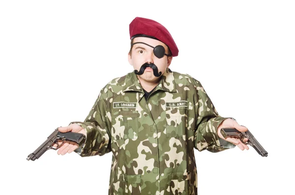 Soldat drôle dans le concept militaire — Photo