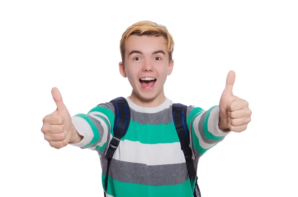 Jonge student geïsoleerd op de witte achtergrond — Stockfoto