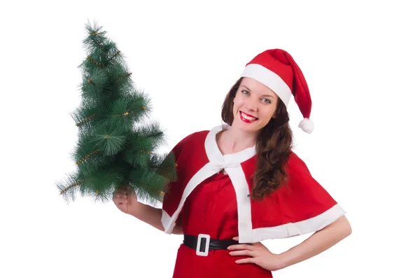 Nieve niña santa en el concepto de Navidad aislado en blanco —  Fotos de Stock