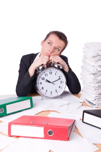 Woman businesswoman under stress missing her deadlines — Stock Photo, Image