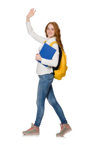 Ung student isolerad på den vita bakgrunden — Stockfoto