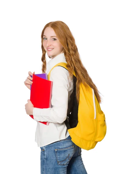 Jonge student geïsoleerd op de witte achtergrond — Stockfoto