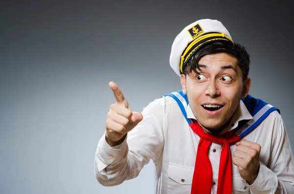 Funny captain sailor wearing hat — Stock Photo, Image