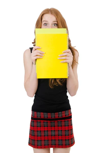 Junge Studentin isoliert auf weiß — Stockfoto