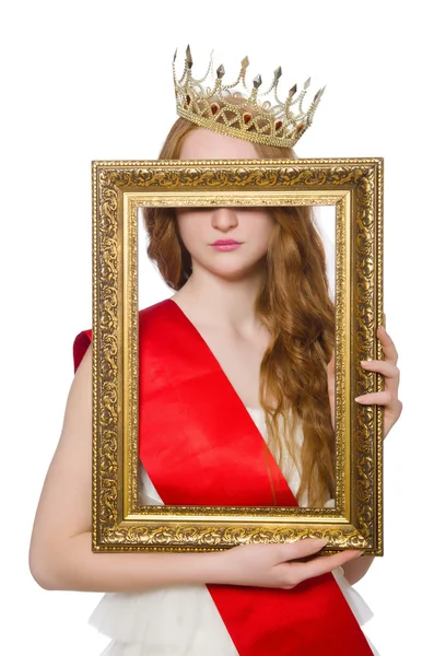 Beauty contest winner isolated on the white — Stock Photo, Image