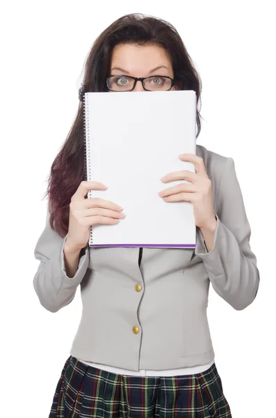 Jonge student geïsoleerd op de witte achtergrond — Stockfoto