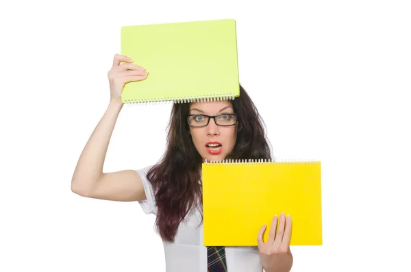 Junge Studentin isoliert auf weißem Hintergrund — Stockfoto