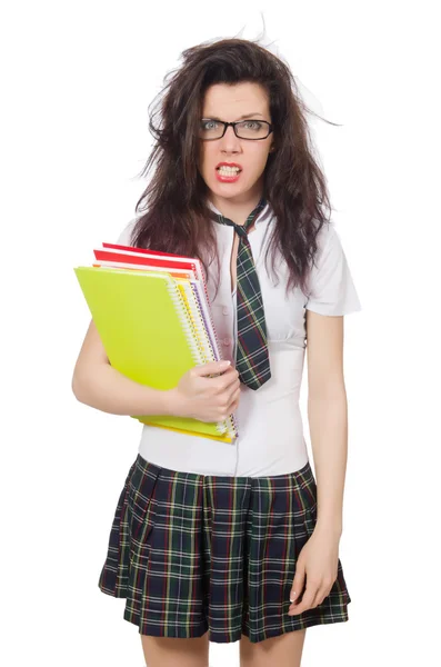 Joven estudiante aislado en blanco — Foto de Stock