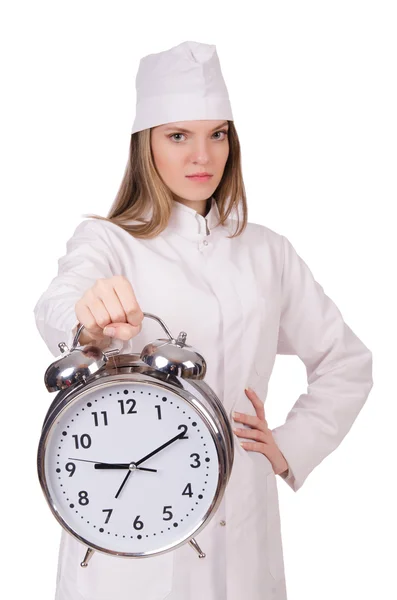 Woman doctor missing her deadlines Stock Picture