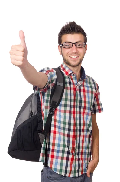 Junge Studentin isoliert auf weißem Hintergrund Stockbild