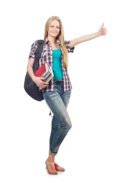 Beyaz tenli genç öğrenci.