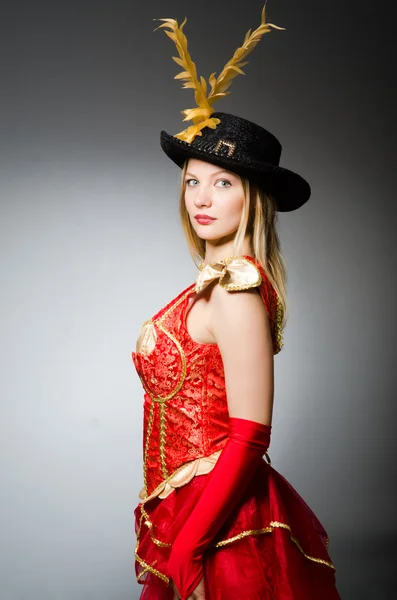 Pirate woman with feathered hat — Stock Photo, Image