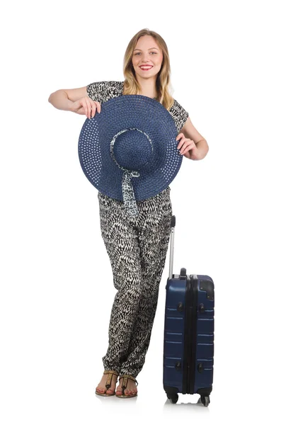 Resor semester koncept med bagage på vitt — Stockfoto