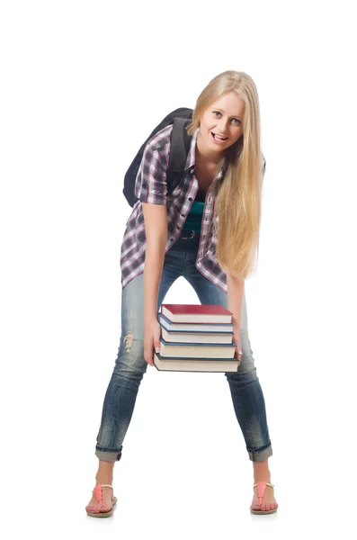 Joven estudiante aislado en blanco — Foto de Stock