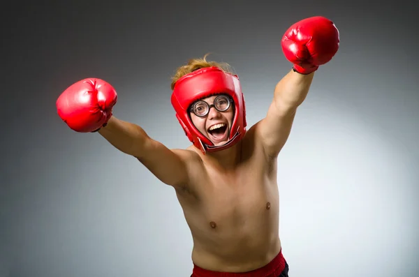 Lustiger Boxer vor dunklem Hintergrund — Stockfoto