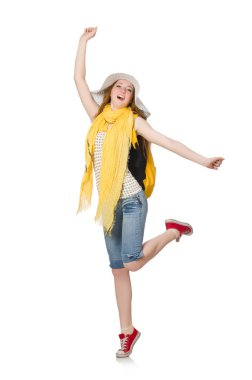 Beyaz arka planda izole genç öğrenci