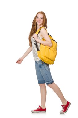 Beyaz arka planda izole genç öğrenci