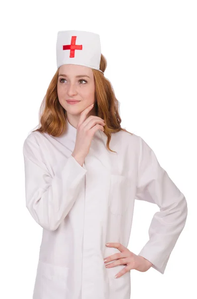 Donna medico isolato sul bianco — Foto Stock