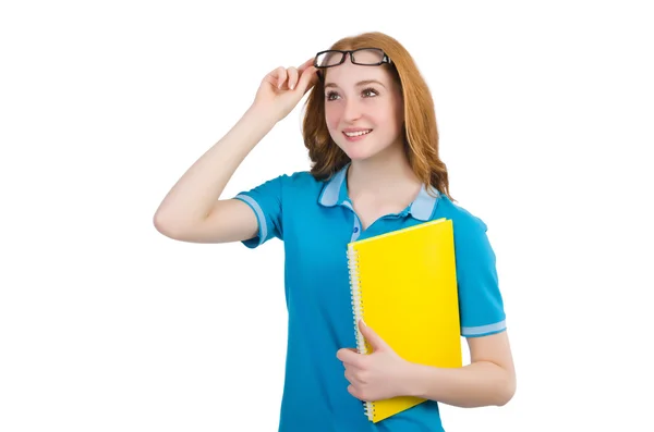 Joven estudiante aislado en blanco — Foto de Stock