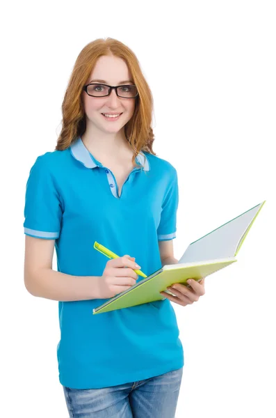 Joven estudiante aislado en blanco — Foto de Stock