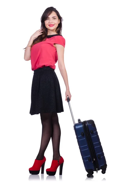 Travel vacation concept with luggage on white — Stock Photo, Image