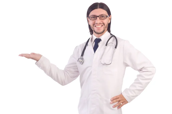 Joven médico masculino aislado en blanco — Foto de Stock