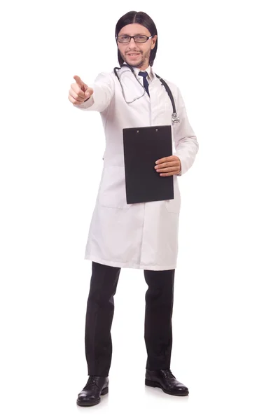 Joven médico masculino aislado en blanco — Foto de Stock