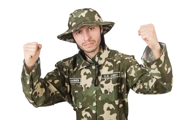 Funny soldier in military concept — Stock Photo, Image