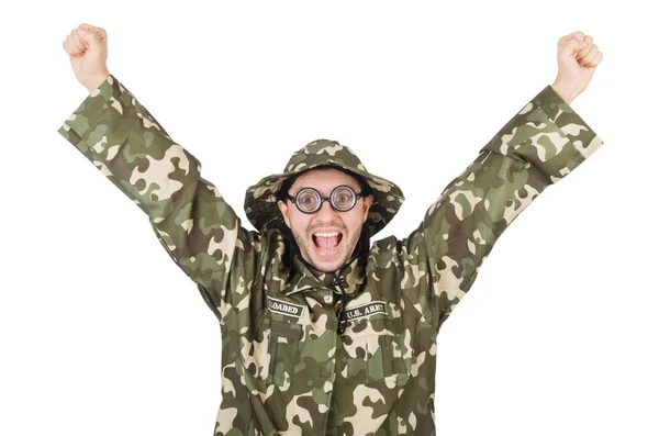 Soldato divertente nel concetto militare — Foto Stock