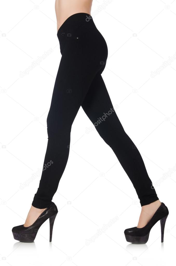 Black leggings in beauty fashion concept isolated on white