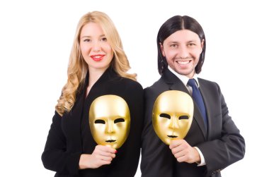 Tiyatro maskesiyle komik bir kavram.