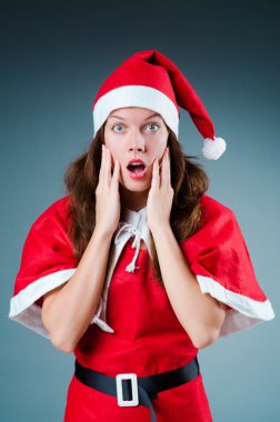 Kar Noel Baba kızı Noel konseptinde