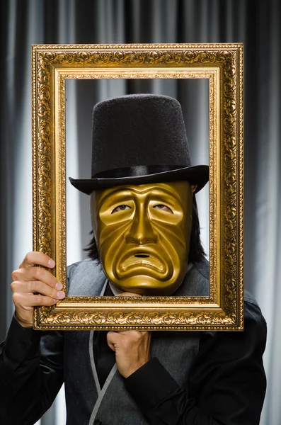 Funny concept with theatrical mask — Stock Photo, Image