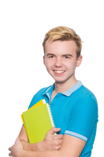 Mladý student izolovaný na bílém pozadí — Stock fotografie