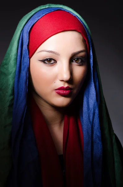 Portrait of the young woman with headscarf — Stock Photo, Image