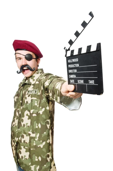 Lustiger Soldat im militärischen Konzept — Stockfoto