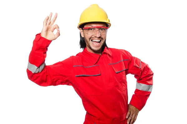 Trabajador industrial aislado en el fondo blanco — Foto de Stock