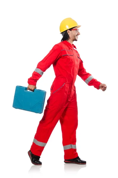 Trabajador industrial aislado en el fondo blanco — Foto de Stock