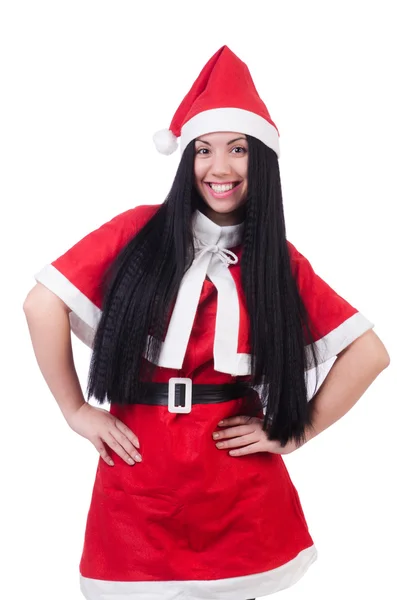 Nieve niña santa en el concepto de Navidad aislado en blanco —  Fotos de Stock