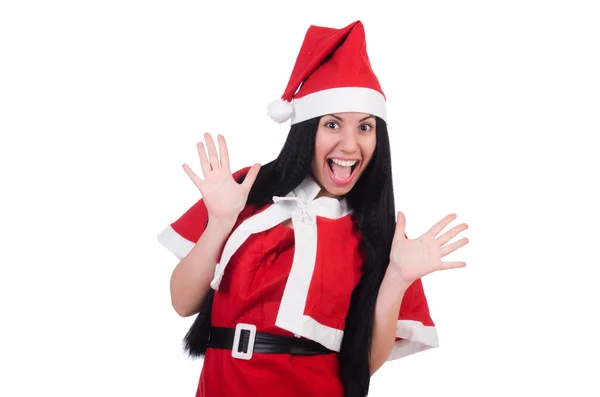 Neve ragazza Babbo Natale concetto isolato su bianco — Foto Stock