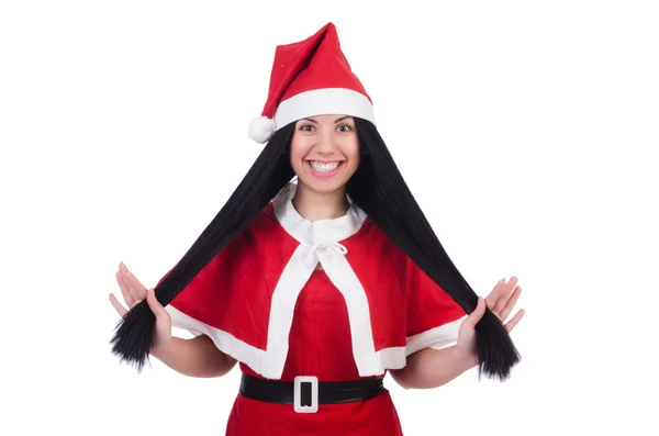 Neve ragazza Babbo Natale concetto isolato su bianco — Foto Stock