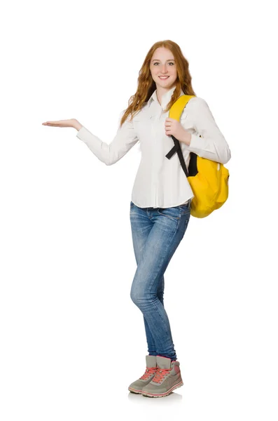 Joven estudiante aislado en blanco — Foto de Stock