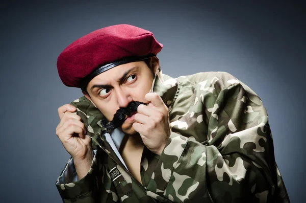 Funny soldier in military concept — Stock Photo, Image