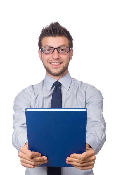 Divertido hombre de negocios aislado en el blanco — Foto de Stock