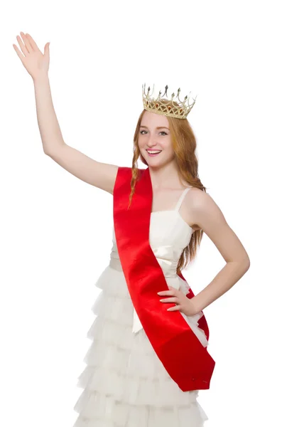 Beauty contest winner isolated on the white — Stock Photo, Image