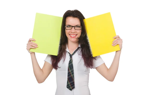 Jonge student geïsoleerd op de witte achtergrond — Stockfoto